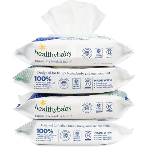 Our Wet Wipes | EWG Verified Safe | 100% Water & Plant Based | Unscented & Safe for Sensitive Skin | Fragrance Free and Totally Chlorine Free (4 packs, 256 wipes)
