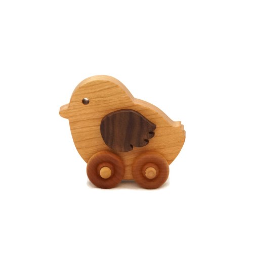 Wooden Toy Chicken Car, Children Toy Car, Toddler Toy Car, Baby Chicken Push Toy Car
