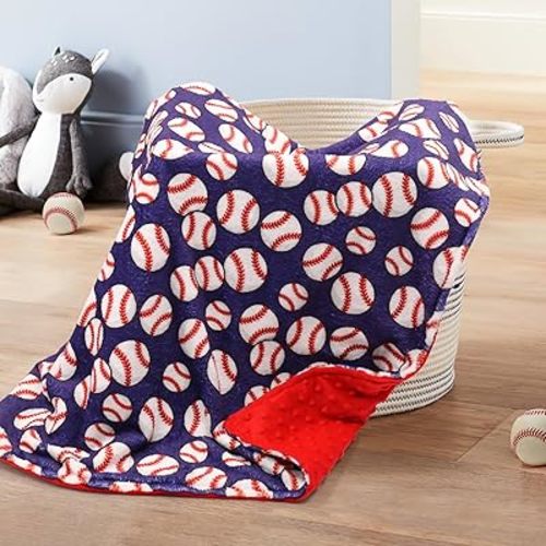 Vansolinne Baseball Blanket for Boys Super Soft Fleece Infant Blanket with Dotted Backing Double Layer Newborn Toddler Blankie for Nursery Stroller Crib Gift Ideas to Son Grandson 26.5 * 40 Inches