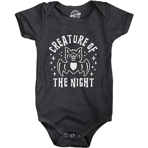 Creature of The Night Baby Bodysuit Funny Cute Halloween Bat Graphic Jumper for Infants