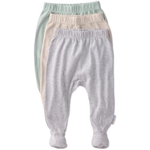 Unisex-Baby Fallon 3-Pack Footed Pants 100% Organic Cotton Bottoms for Baby Boys & Girls