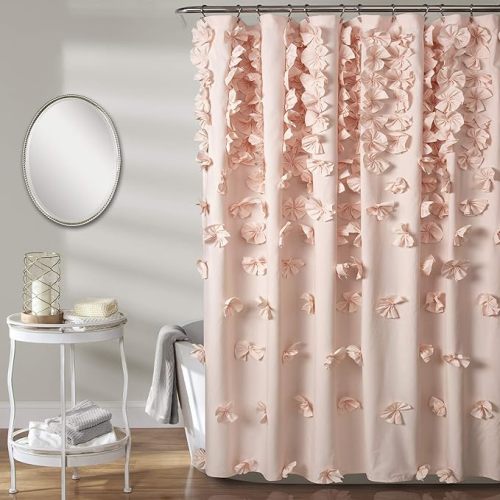Lush Decor Riley Shower Curtain, 72" x 72", Blush