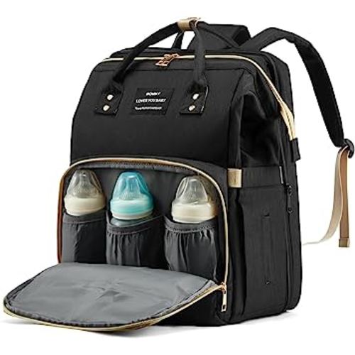 3 in 1 Diaper Bag, Waterproof, Large Capacity Baby Travel Diaper bag Backpack with Changing Pad, Insulated Bottle Holders, Wipes Pocket, and Stroller Buckle, Perfect gifts for New Moms