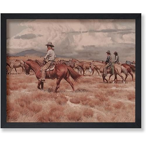 Poster Master Vintage Cowboy Poster - Retro Horse Riding Print - Wild West Art - Western Art - Cattle Art - Gift for Men & Women - Rustic Decor for Living Room or Farmhouse, 24x32 Unframed Wall Art