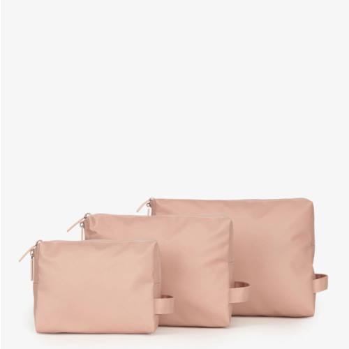 Water Resistant Zip Pouch Set (3 Pieces) - Pink Sand