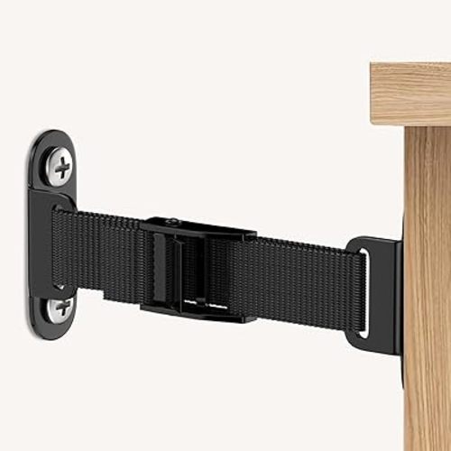 OKE Anti Tip Furniture Anchors (2 Sets),Heavy Duty Furniture Wall Anchor,Adjustable Earthquake Straps,Furniture Anchors for Baby Proofing,Black