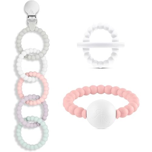 Ryan & Rose Cutie Clinks Attachable Teether Chew Toy for Babies (Ultimate Teething Set (Precious))