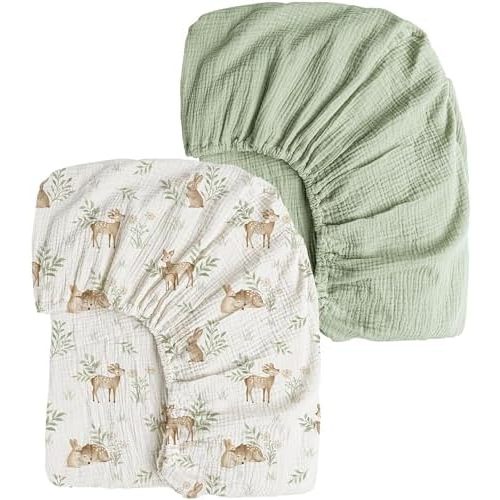 Konssy 2 Pack Muslin Crib Sheets for Standard Crib Mattress, 52" x 28"