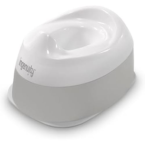 Ingenuity Ready Set Go Potty Training Toilet, Removable Bowl, Non-Skid Bottom, Wide Stable Base, Age 18 Months & Up, White & Grey