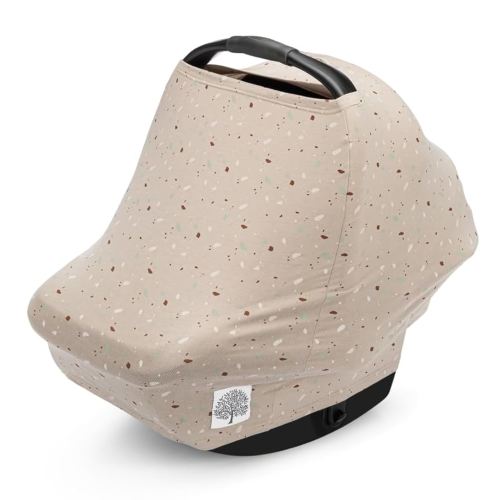 Parker Baby 4 in 1 Car Seat Cover for Girls and Boys - Stretchy Carseat Canopy, Nursing Cover, Grocery Cart Cover, High Chair Cover - “Pebble”