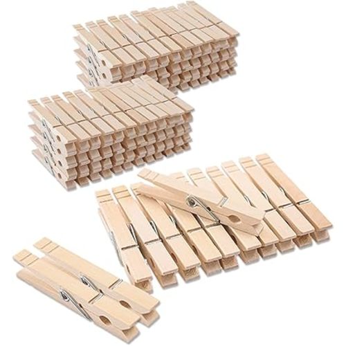 Clothes Pins Wood for Hanging Clothes,3.5 Inch【100pcs】 Heavy Duty Wooden Clothespins,Clothes Pins for Craft,Wooden Clips for Pictures. | Rust Resistant