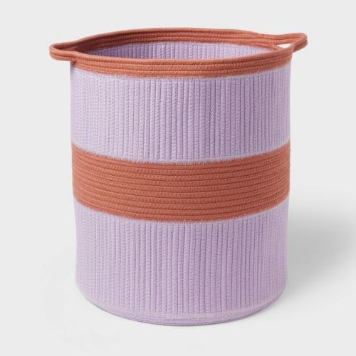 Coiled Rope Floor Kids' Storage Basket Purple and Brown