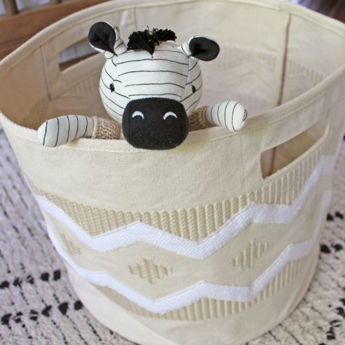 Kendi Chevron Neutral Nursery Storage Bin | Crane Baby