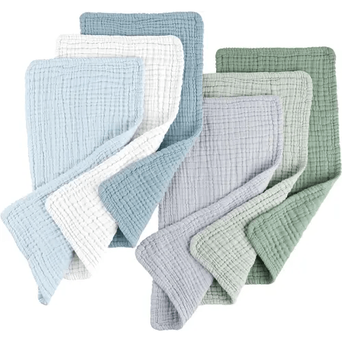 Konssy Muslin Baby Burp Cloths Sets for Unisex- 6 Pack Large 100% Cotton Burping Clothes for Newborn,Baby Girls and Boys