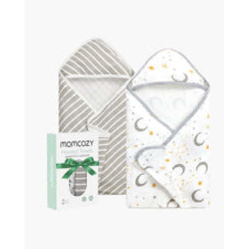 Momcozy Baby Hooded Towel for Newborn Shower - Starry Sky - 2 Count (P