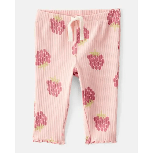 Baby Girl Raspberry Print Cotton Pull-On Pants - Pink | Carter's