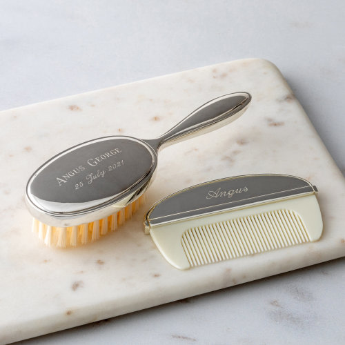 Engraved Brush And Comb Set, Personalised New Baby Gift, Personalised Baby Brush, Traditional Baby Keepsake Gift, Engraved Children's Brush