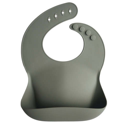 Mushie Silicone Baby Bib - silver sage