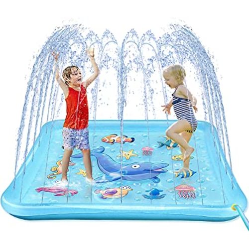 Growsland Splash Pad for Toddlers, Outdoor Sprinkler for Kids, 67" Summer Water Toys Inflatable Wading Baby Pool Fun Gifts for 3 4 5 6 7 8 9 Years Old Boy Girl Backyard Garden Lawn Outdoor Games