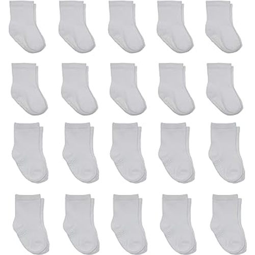 Little Me 20-Pack Newborn Baby Infant & Toddler Unisex Socks, 0-12/12-24 Months, Assorted Size Pack, White