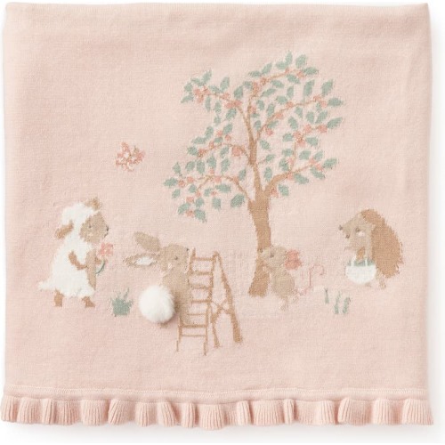 Elegant Baby Garden Picnic Cotton Knit Blanket, Pink