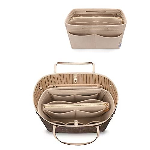 LEXSION Felt Purse Bag Organizer Insert with zipper Bag Tote Shaper Fit Speedy Neverful PM MM