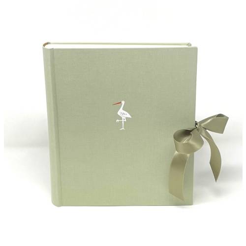 Personalizable baby photo album for birth, high-quality memory album in the format 20 x 24 cm, reed green