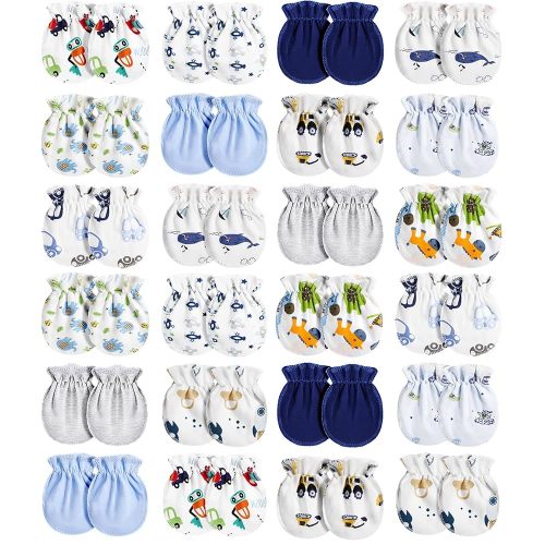 Geyoga 24 Pairs Newborn Baby Boy Girl Mittens 0-6 Months Newborn No Scratch Mittens Soft Elastic Infant Baby Gloves