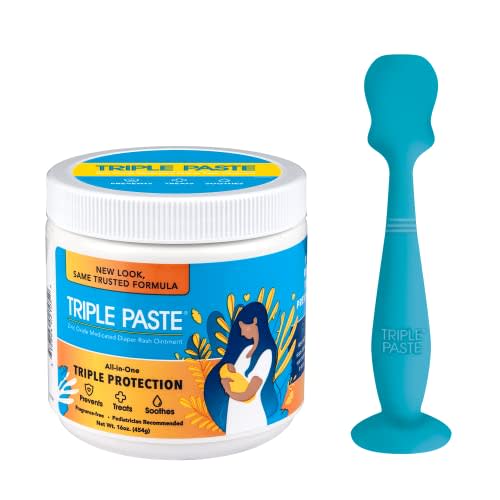 Triple Paste Diaper Rash Cream and Spatula Bundle - 16 oz Zinc Oxide Ointment and Spatula Treatment, Soothe and Prevent Rash with a Pediatrician-Recommended Hypoallergenic Formula