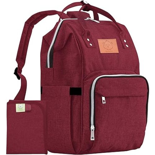 KeaBabies Baby Diaper Bag Backpack - Baby Bag for Boys, Girls, Waterproof Multi Function Baby Backpack, Large Diaper Bags for Baby Girl, Baby Boy, Travel Diaper Bag with Changing Pad (Wine Red)