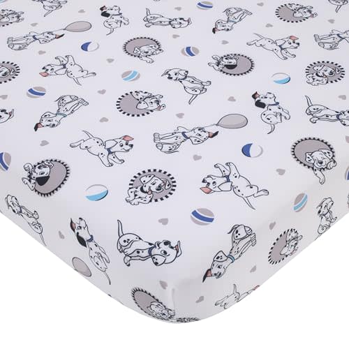 Disney 101 Dalmatians Gray, Black, White, and Blue Puppies Super Soft Nursery Fitted Crib Sheet