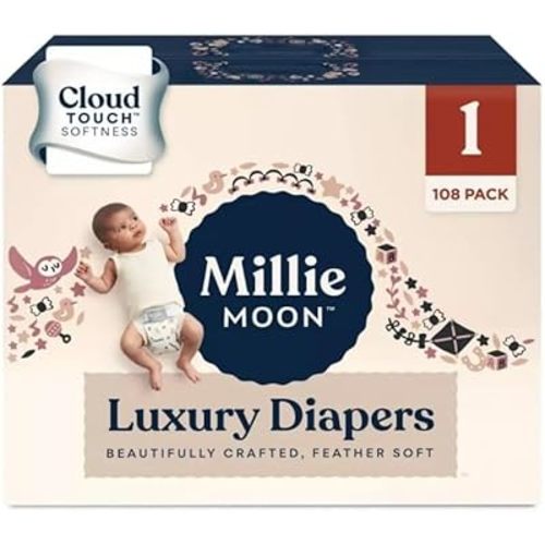 Millie Moon Luxury Diapers (Size-1 and Count-108) Diaper Weight Range: 6 to 11 lbs(Pack of 1)