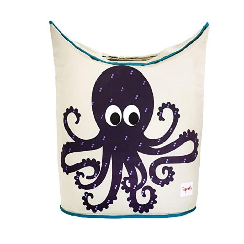 3 Sprouts Baby Laundry Basket for Nursery - Hamper with Handles/Lid, Large Storage Basket, Toy Bin, Room Decor - Kids Hamper, Baby Clothes Storage Organizer, Octopus