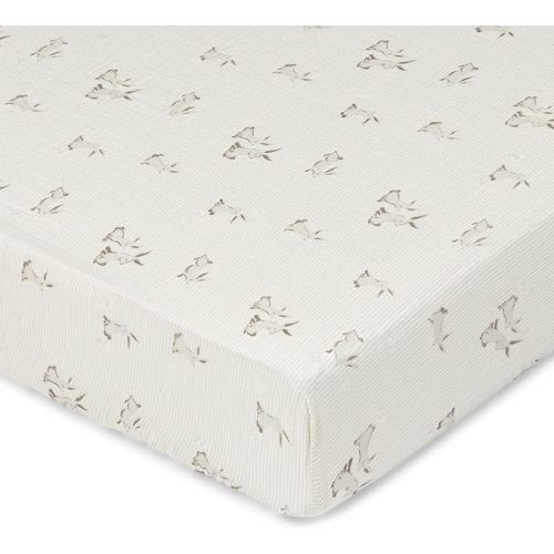 Crane Baby 100% Organic Cotton Gender Neutral Animal Nursery Bedding, Fitted Sheet, Soft Breathable GOTS Certified Cotton, Bunny Crib Sheet
