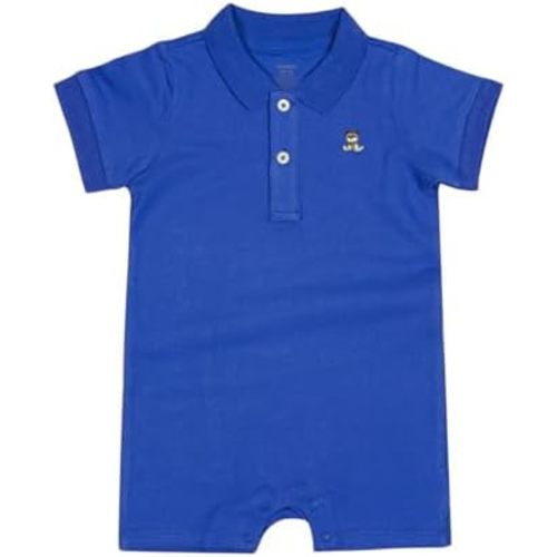 Baby Polo Romper Cotton Short Sleeve Embroidery Bear Jumpsuit 3-24 Months