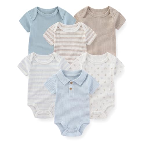 JELYLOVE Fashion Baby Boy Girl Bodysuits 6-Pack Casual Cotton Soft Infants Outfit New born Clothes