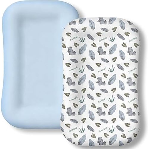 Baby Lounger Cover 2 Pack - Silky Soft Bamboo Viscose Infant Lounger Cover, Breathable & Moisture-Wicking Newborn Lounger Slipcover for Baby Boys Girls, Fits Azopesy& Most Loungers, Gray