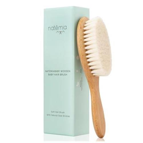 Natemia Baby Hair Brush Newborn - Natural Soft Goat Bristles - Cradle Cap Brush - Toddler Hair Brush for Registry - Cradle Cap Treatment - Scalp Groom