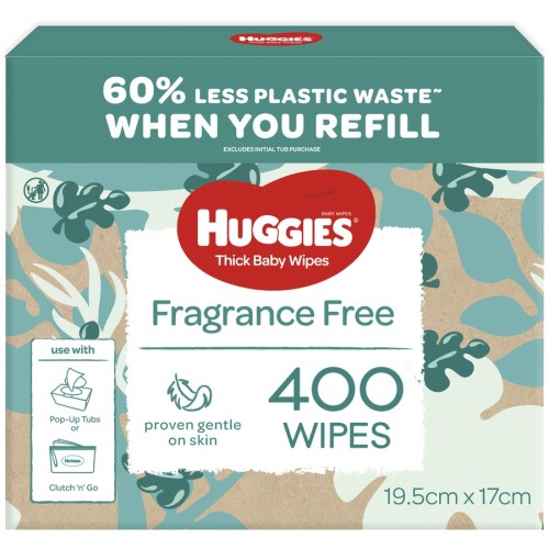 Huggies Thick Baby Wipes Fragrance Free 400 Pack