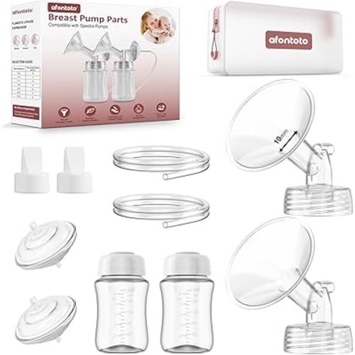 Pump Parts Compatible with Spectra S1/S2/9Plus Breastpump, Full Set Replacement Parts for Spectra Include 19mm Flange,Duckbill Valve,Backflow Protector,Tube,Bottle, Not Original Spectra S2 Accessories