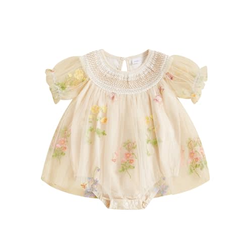 Baby Girls Tulle Tutu Dress Party Holiday Princess Dresses Infant Toddler Embroidery Flower Fairy Romper Dress