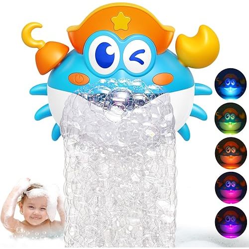 Bath Toys,Light Up Crab Bath Bubble Maker Baby Bath Toys for Kids Ages 1-3 4-8,Bath Bubble Machine with Colourful Light Bathtub Toddler Bath Toys Great Easter Basket Stuffers for Kids