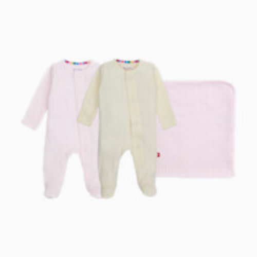 NB or PM- Magnetic Me Pointelle Organic Magnetic 3 Piece Gift Set - Cotton Candy Pointelle,