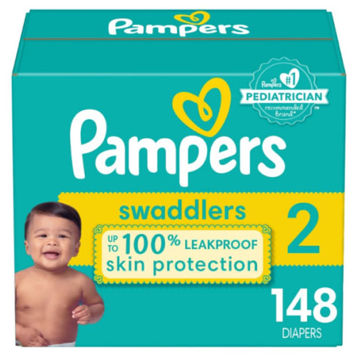 Pampers Swaddlers Diapers - Size 2, 148 Count, Ultra Soft Disposable Baby Diapers