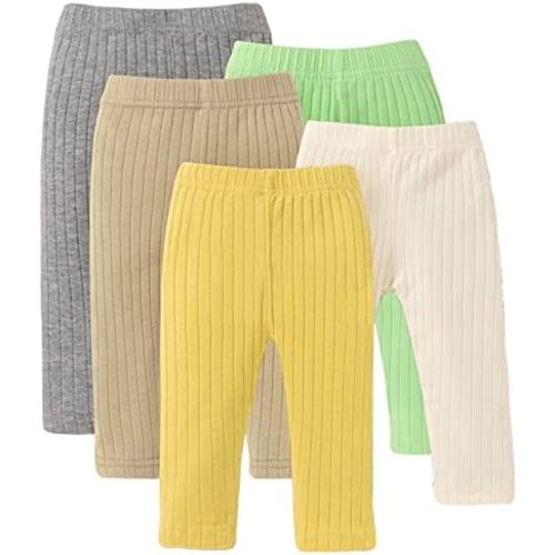 U·nikaka Unisex Baby 0-48 Months 5-Pack Pants in Grey White Black Orange and Pink