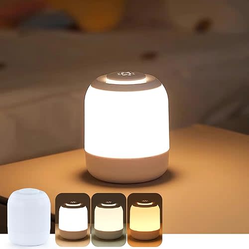 Eye Caring Soft Night Light, Touch night light for Baby Kids Adults, Small Cute Bedside Lamp 3 Colors Dimmable USB Rechargeable Battery Warm/Cold Night Light for Bedrooms,Baby Nursery,Sleep Aid