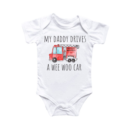 Fire Fighter Truck - Baby Boy Girl Clothes Infant Bodysuit Funny Cute Newborn