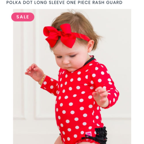 Polka Dot Long Sleeve One Piece Rash Guard