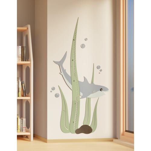 Shark’s Baby Theme Kids Growth Chart, Nautical Theme Ocean Nursery Decor, Baby Wooden Growth Chart