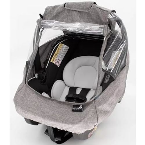 Hoovy Universal Car Seat Rain Cover with Bug Net, Clear Window, Breathable Vents, Waterproof Zipper, for Infant Car Seats